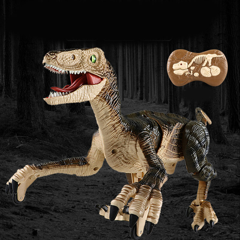 2.4G RC ديناصور رابتور الجوراسي التحكم عن بعد Velociraptor لعبة المشي الكهربائية دينو التنين لعب للأطفال هدايا عيد الميلاد