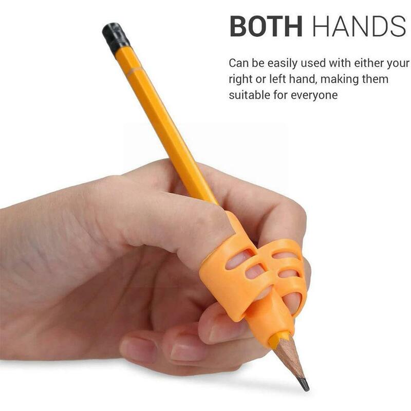 1 قطعة اثنين حامل قلم الاصبع سيليكون الطفل تعلم الكتابة الكتابة أداة جهاز الأطفال القرطاسية القلم تصحيح الكتابة M5k3