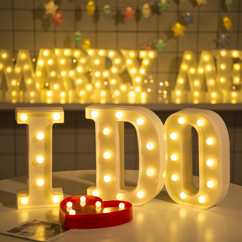 LED26 الإنجليزية الأبجدية الرموز النمذجة مصباح الاعتراف اقتراح الديكور ليلة ضوء رومانسية الزفاف غرفة الديكور