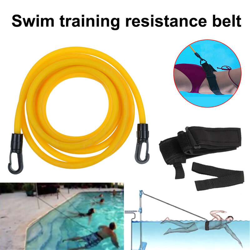 4 متر قابل للتعديل السباحة مقاومة تدريب حزام مرن السباحة المتمرن حبل إنقاذ أنابيب اللاتكس سلامة السباحة المدرب أدوات