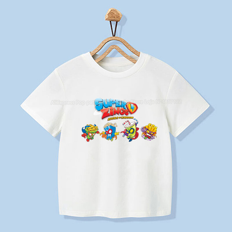 Super Zings-تي شيرت مطبوع للأولاد الصغار ، تي شيرت مطبوع عليه رسوم كرتونية للأطفال من سلسلة 6 ، ملابس الشارع ، قميص للبنات 2020