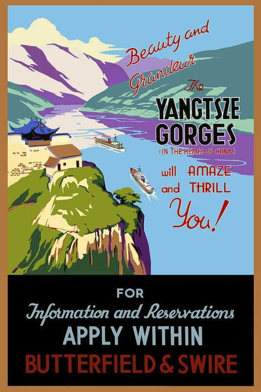 400X300MM Beauty-and-Grandeur-The-Yangtsze-Gorges-Poster-1930 جامبو الثلاجة المغناطيس SFM-0160
