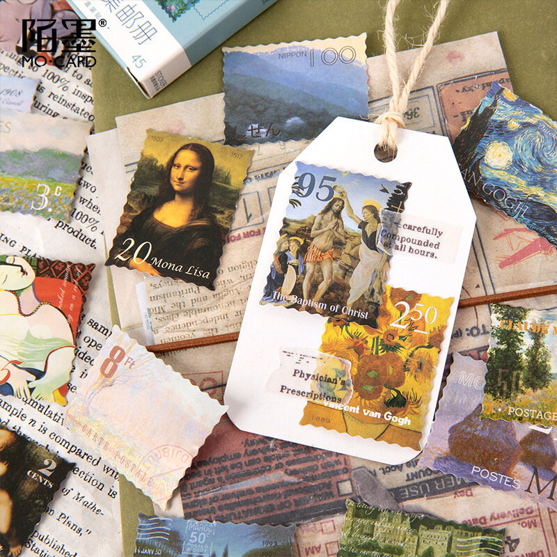 1 صندوق القرطاسية ملصقات ختم ملصقات الزخرفية سكرابوكينغ مذكرات Diy بها بنفسك مجلة النبات زهرة السفر الرجعية ملصقات