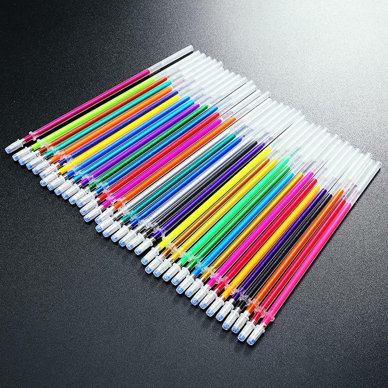 100 متعدد الألوان قلم حبر جاف جل تسليط الضوء على مجموعة الملء الملونة قطع غيار أقلام مشرقة اللوازم المدرسية المستشارية قلم حبر جاف
