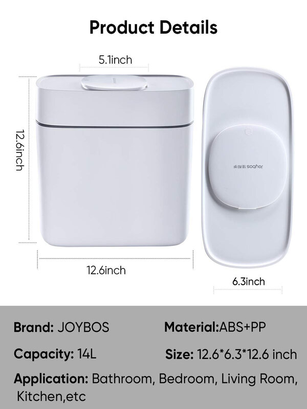 JOYBOS حاوية القمامة المنزلية المرحاض الحمام غرفة المعيشة الإبداعية الراقية بسيطة مغطاة التلقائي التعبئة والتغليف 14L صندوق تخزين JX7