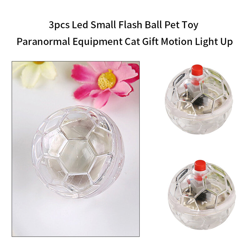 3 قطعة القط فلاش الكرة Led اللون تغيير بطارية تعمل بالطاقة خوارق المعدات شبح ضوء يعمل بالحركة حتى الحيوانات الأليفة لعبة التفاعلية #3