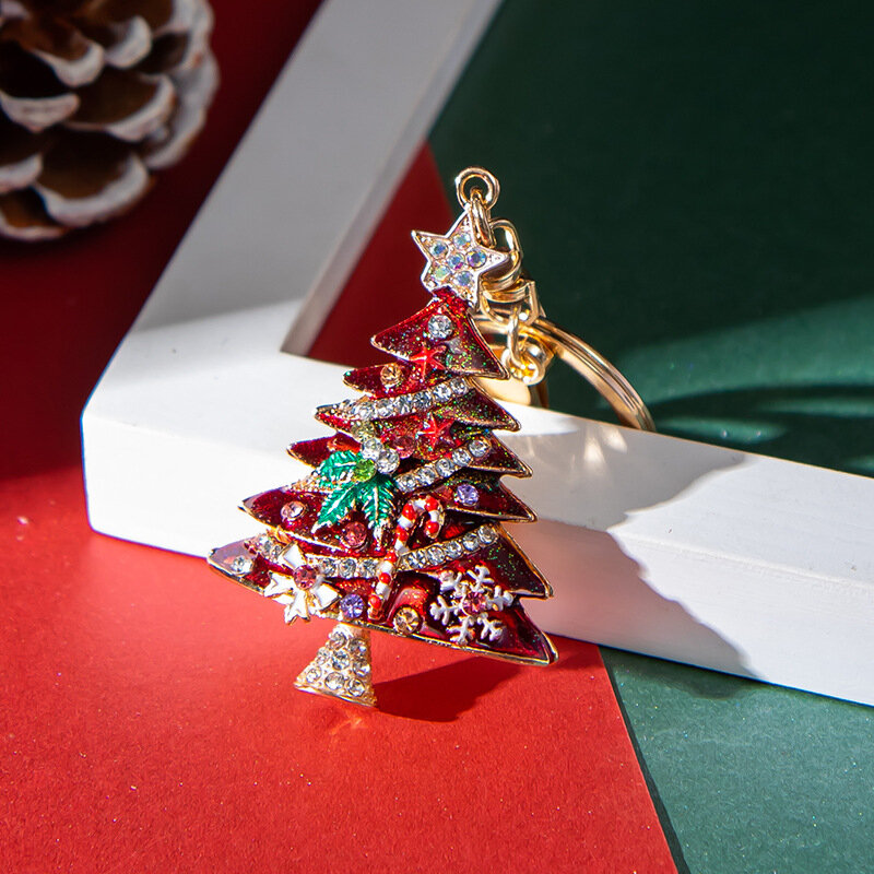 جديد عيد الميلاد لطيف الديكور سلاسل المفاتيح عيد الميلاد سبائك مشبك قفل سلسلة مفاتيح سحرية المجوهرات سيارة حلقة رئيسية