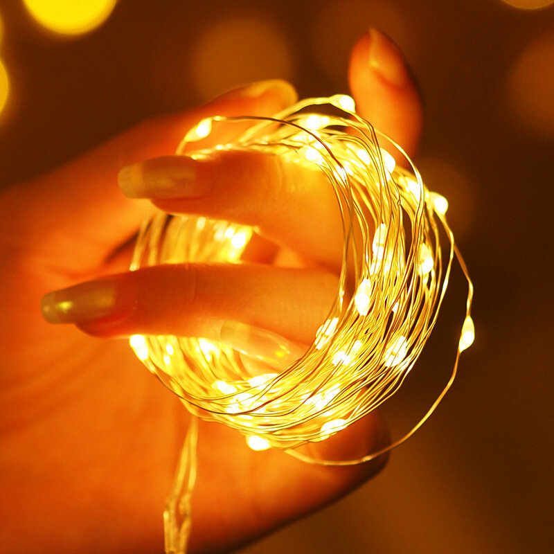 50/100 المصابيح الأسلاك النحاسية Led سلسلة الجنية ضوء USB بالطاقة جارلاند حفل زفاف السنة الجديدة عيد الميلاد الديكور ديكور غرفة نوم المنزل