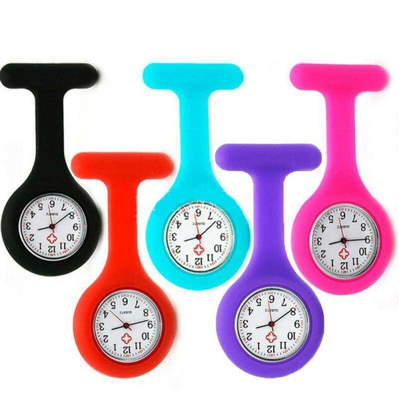 عالية الجودة ممرضة ساعة جيب ساعات سيليكون بروش فوب جيب تونك ساعة حركة من كوارتز ساعات بسيطة للفتيات