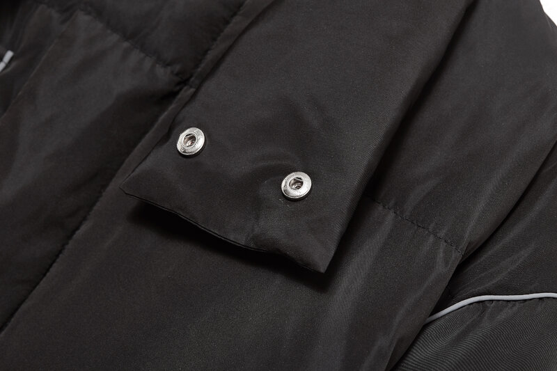 معطف نسائي مبطن مخطط معطف منتفخ مبطن قابل للتعبئة معطف شتاء دافئ طويل ملابس خارجية مع جيوب