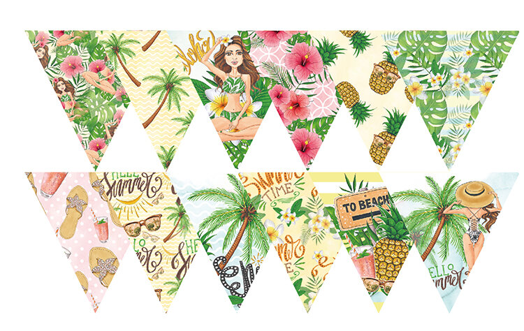 هاواي الطرف الديكور معلقة زهرة مثلثات لافتات الصيف هاواي حفلة عيد ميلاد لوازم