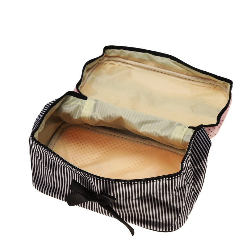 حقيبة مكياج نسائية من الساتان الناعم ، حقيبة مستحضرات التجميل مع شريط مربع ، 19 × 12 × 11 سنتيمتر
