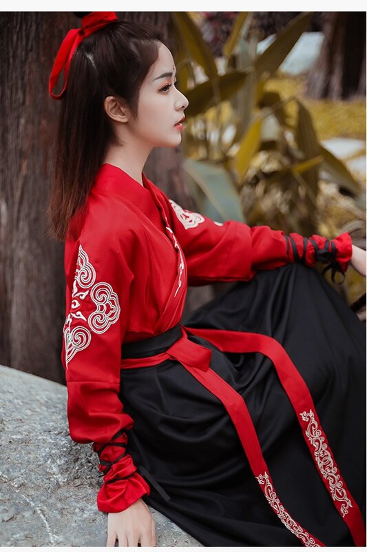 تانغ سلالة الملابس القديمة Hanfu فستان كلاسيكي المبارز الملابس التقليدية النمط الصيني التنانير وأعلى زي تأثيري