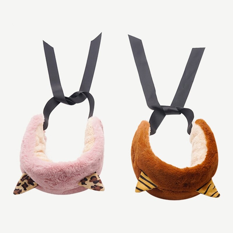 غطاء للأذنين من القطيفة الغامضة للفتيات اليابانيات للشتاء ربطة للأذن على شكل قطة لطيفة بأربطة للأذن مدببة للأذن لتزلج على الثلج في الهواء ال...