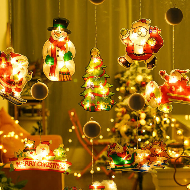 عيد الميلاد LED ديكور ثلج ستار جرس ضوء عطلة نافذة ديكور LED مصاصة أضواء عيد الميلاد معلقة ل Navidad 2021 السنة الجديدة