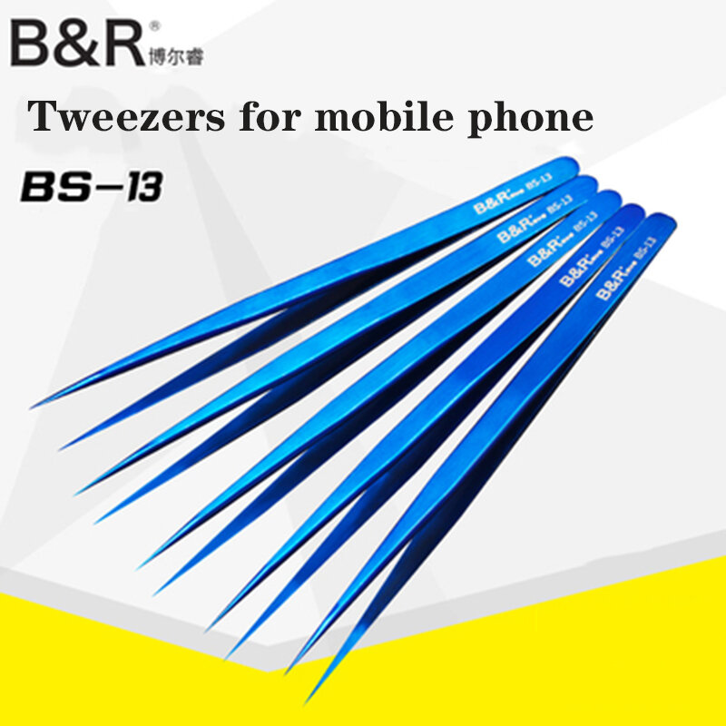 B & R الأزرق تحلق خط رقيقة جدا سليم شارب الملقط الفولاذ المقاوم للصدأ مستقيم تلميح تصلب مكونات الالكترونيات أدوات إصلاح