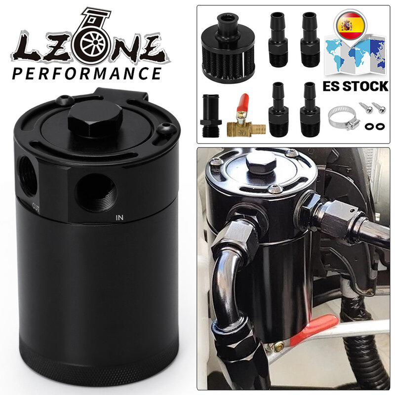 LZONE-العالمي البليت الألومنيوم حافر النفط الصيد يمكن خزان مع مرشح التنفس المحرك ini النفط فاصل JR-TK92