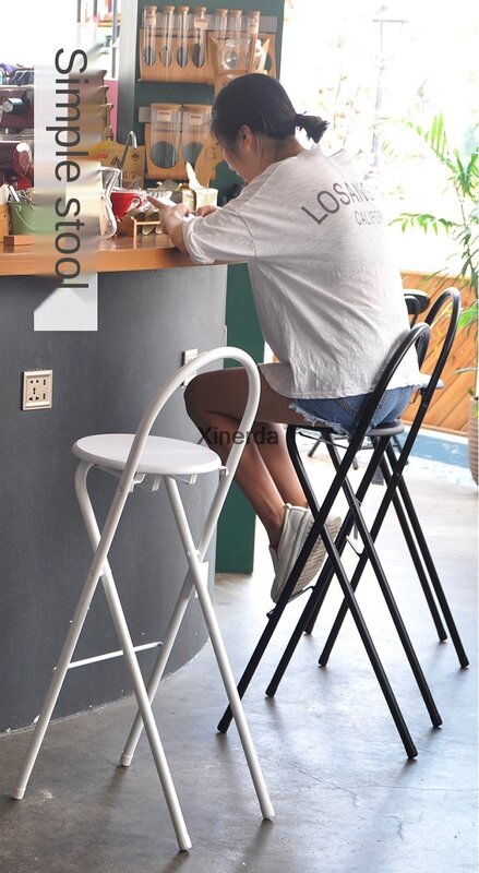 ارتفاع مسند القدم 75 سنتيمتر ارتفاع مقعد طوي رجل من الفولاذ القهوة منصة مشروبات كرسي قوس مسند الظهر بار البراز الأثاث التجاري الحديث