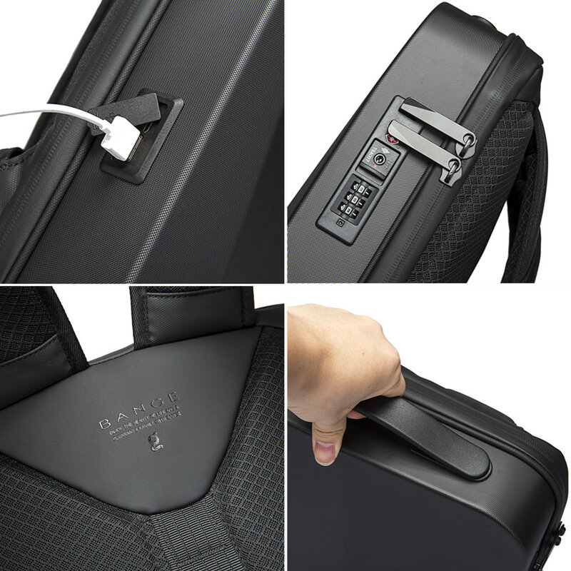 BANGE رجال الأعمال حقيبة ظهر عادية USB-C شحن مكافحة سرقة قشرة مقاومة للماء سلسلة 15.6 بوصة محمول المرأة حقيبة Hot