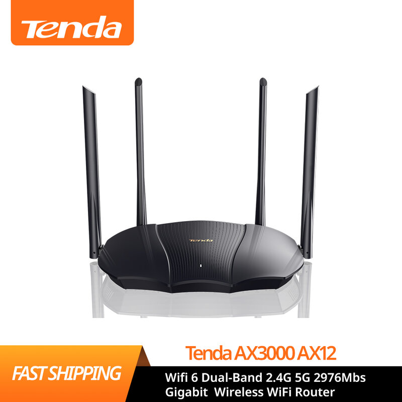[World prime] Tenda AX3000(AX12) موزع إنترنت واي فاي لاسلكي جيجابت واي فاي 6 ثنائي النطاق 2.4G 5G 2976Mbs مكرر إشارة خارجية Ampli