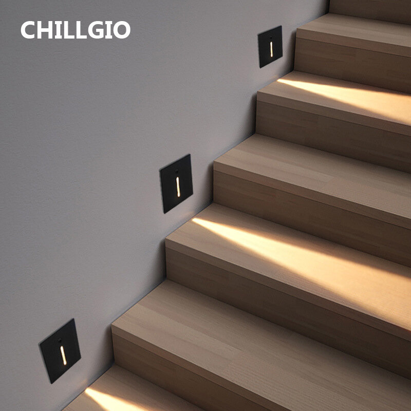 CHILLGIO الاستشعار راحة Led الدرج ضوء خطوة في الهواء الطلق الألومنيوم مقاوم للماء ليلة الجدار القدم مصابيح الحديثة داخلي ركن الإضاءة #3