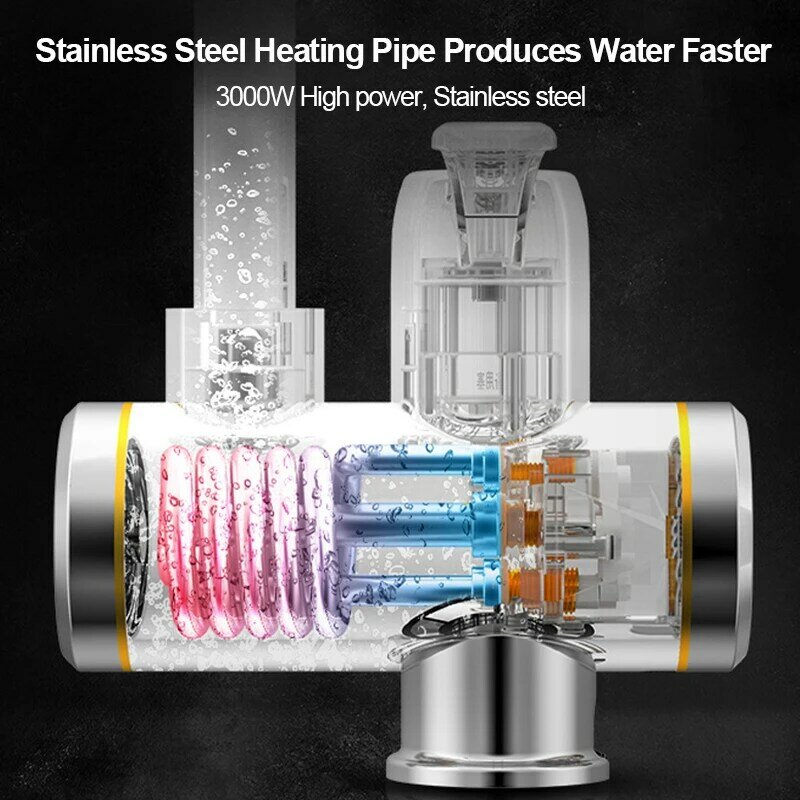 Instant Tankless Electric Hot Water Heater Faucet Kitchen Heating Tap Water Heater with LED Temperature Display