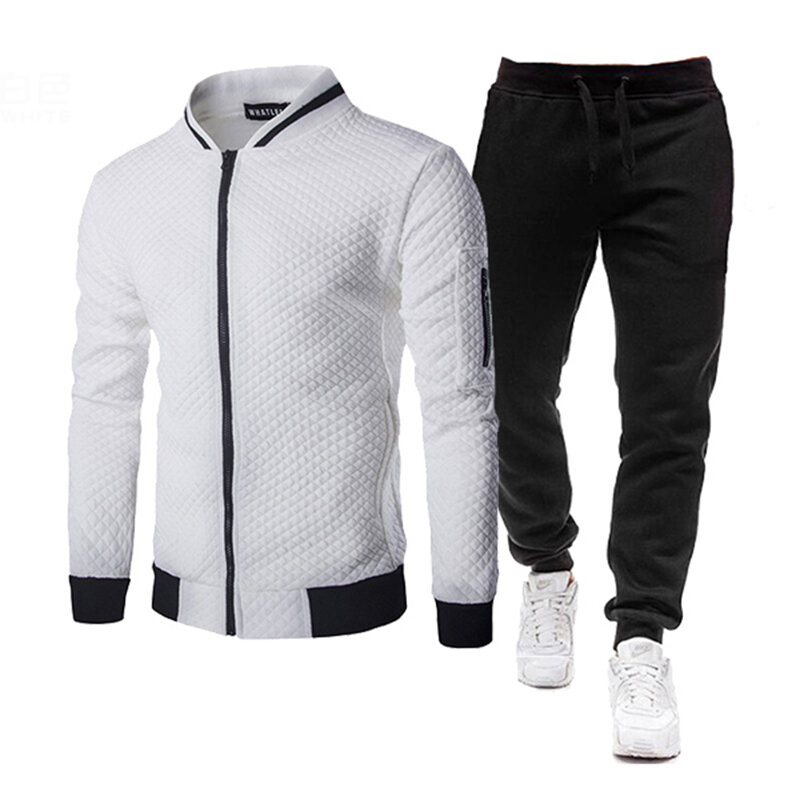 2020 Autumn Winter Men Clothing Tracksuit Sweatshirt Zipper Jacket + Long Pants Sweatpants Two Piece Sets Casual Ropa Hombre