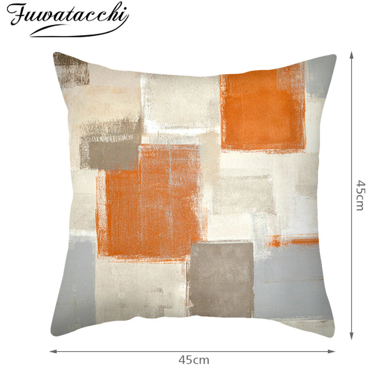 Fuwatacchi-غطاء وسادة بنمط هندسي ، غطاء وسادة مطبوع بالألوان المائية ، جرافيتي ، ديكور منزلي