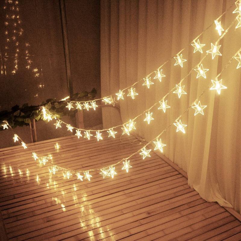 2.5 متر 20 نجمة بإضاءة ليد سلسلة وميض أكاليل USB المنزل عيد الميلاد السنة الجديدة مصباح عطلة حفلة زفاف ديكور الجنية أضواء