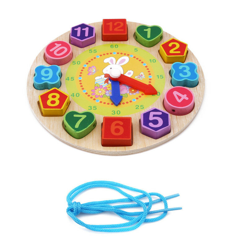 لعبة خشبية ملونة للأطفال ، ساعة بها 12 أرقام ، لعبة هندسية رقمية ، ساعة مطابقة معرفية ، لعبة تعليمية للأطفال الصغار