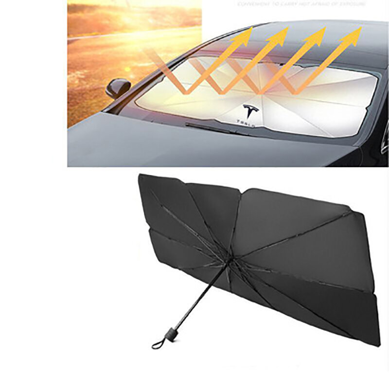 مظلة السيارات مظلة الجبهة الزجاج الأمامي الشمس الظل حامي ل تسلا نموذج 3 نموذج X نموذج S Y شعار Sunshield المظلة يغطي