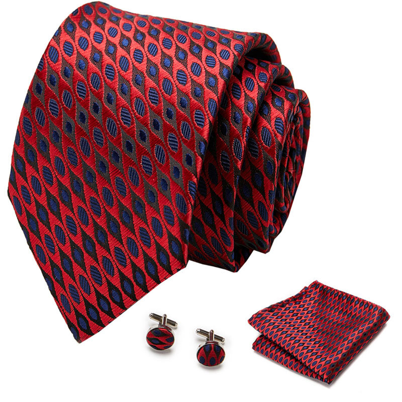 عالية الجودة الأزرق هندسية 100% الحرير الرجال التعادل Vangise 7.5 سنتيمتر المنسوجة الأعمال ربطة العنق مجموعة دروبشيبينغ الرجال هدية