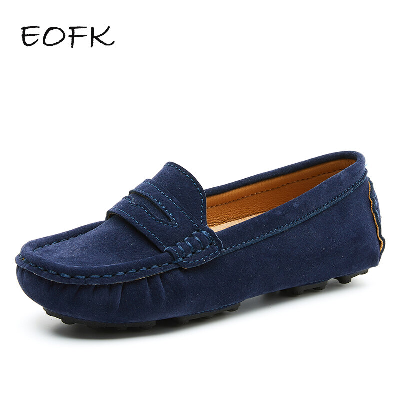 أحذية بدون كعب للأطفال من EOFK أحذية بدون كعب من الجلد السويدي مناسبة لربيع وخريف الأطفال الناعمة للأطفال الصغار بتصميم غير رسمي متين ومناسب للانزلاق