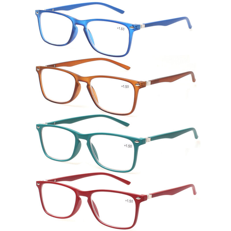 هينوتين نظارات للقراءة دائم الرجال والنساء مفصلة من المعدن البلاستيك مستطيل إطار قارئ النظارات #5