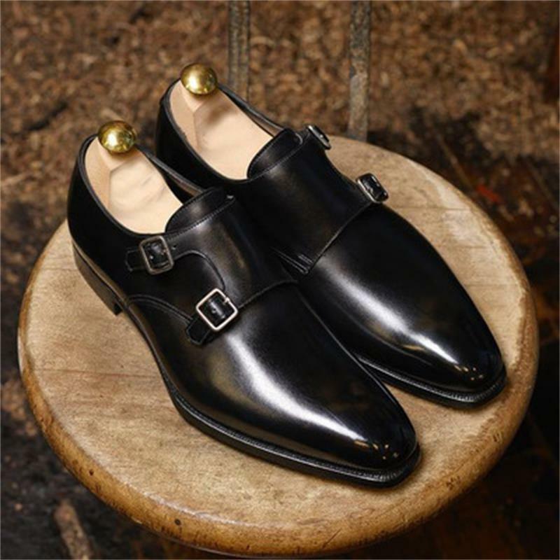 2021 جديد حذاء رجالي اليدوية عالية الجودة الأسود بولي Classic الكلاسيكية وأشار مشبك مزدوج مريح موضة الاتجاه فستان الراهب أحذية 3KC694