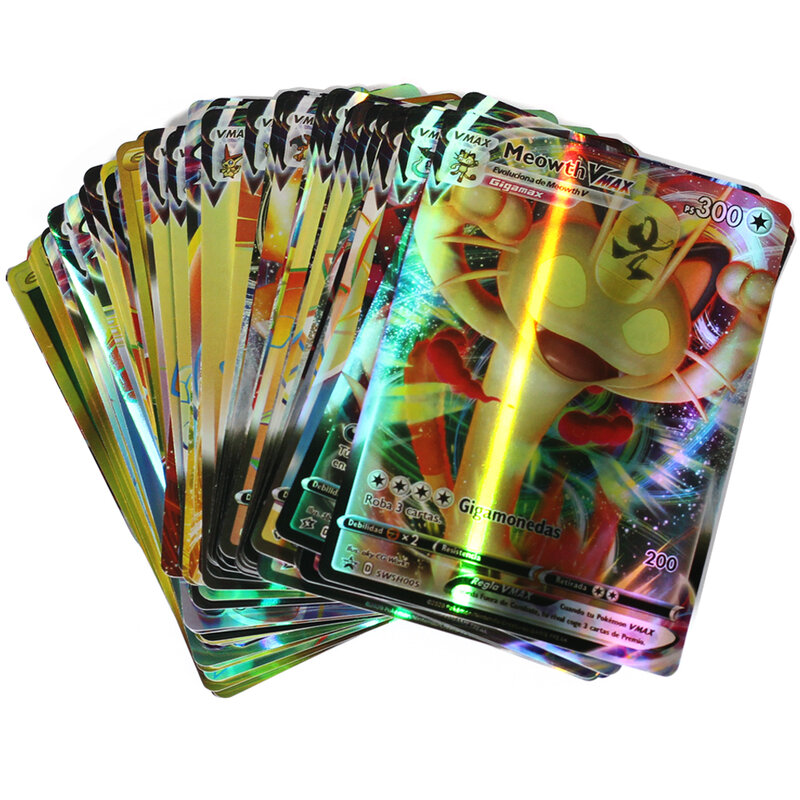 50-200 قطعة بطاقات البوكيمون في الاسبانية العلامة فريق GX VMAX الخامس المدرب الطاقة مشرقة أوراق للعب Castellano كارتاس لعبة البوكيمون الاسبول
