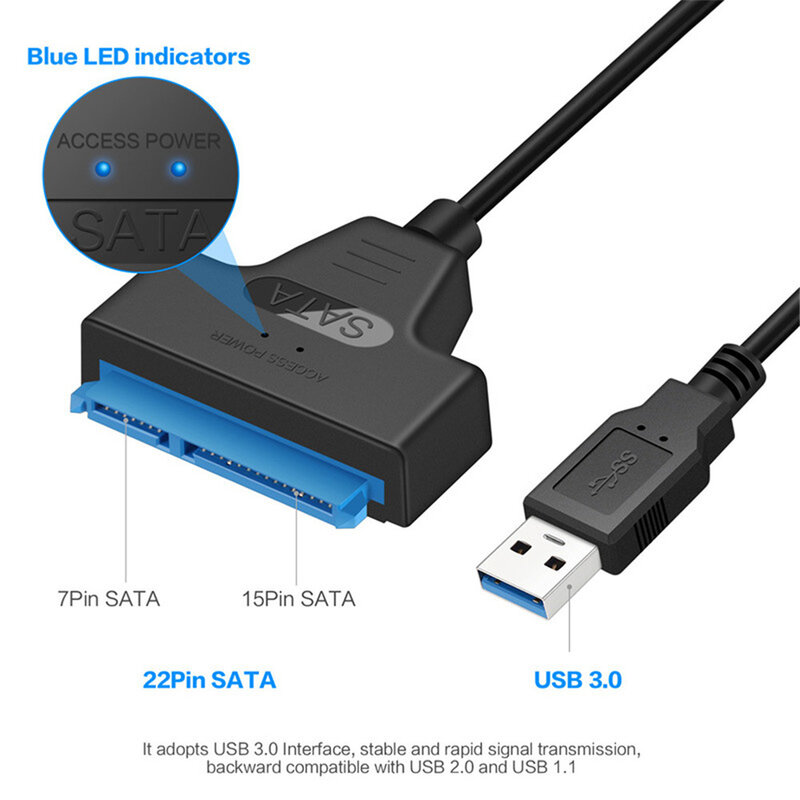 USB SATA 3 كابل Sata إلى USB 3.0 محول ما يصل إلى 6 Gbps دعم 2.5 بوصة محرك الأقراص الصلبة SSD الخارجي 22 دبوس Sata III A25 2.0