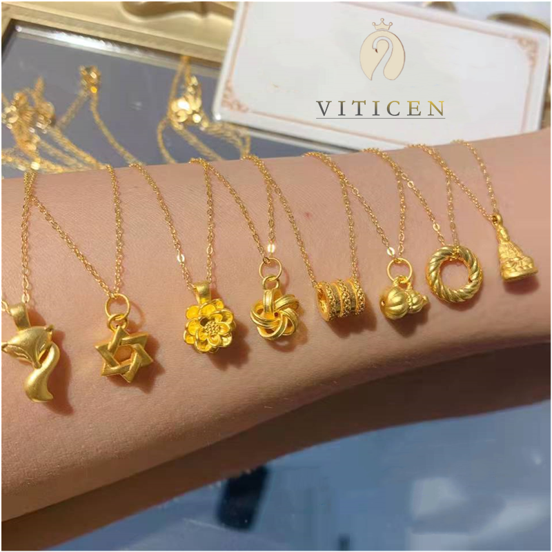 VITICEN المرأة قلادة حقيقية 999 حلية ذهبية 24k الزهور نجوم المرأة المعلقات هدايا رائعة مصنع دروبشيبينغ