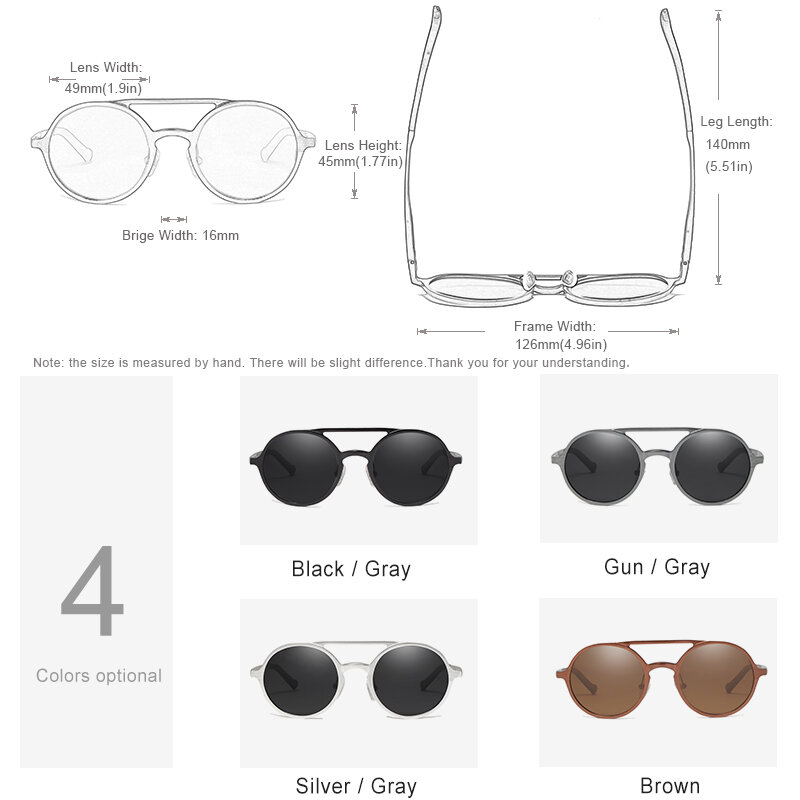 GXP 2020 Steampunk من الكلاسيكية الألومنيوم جولة عدسة النظارات الشمسية الرجال الاستقطاب نظارات الشمس القيادة الرجال نظارات