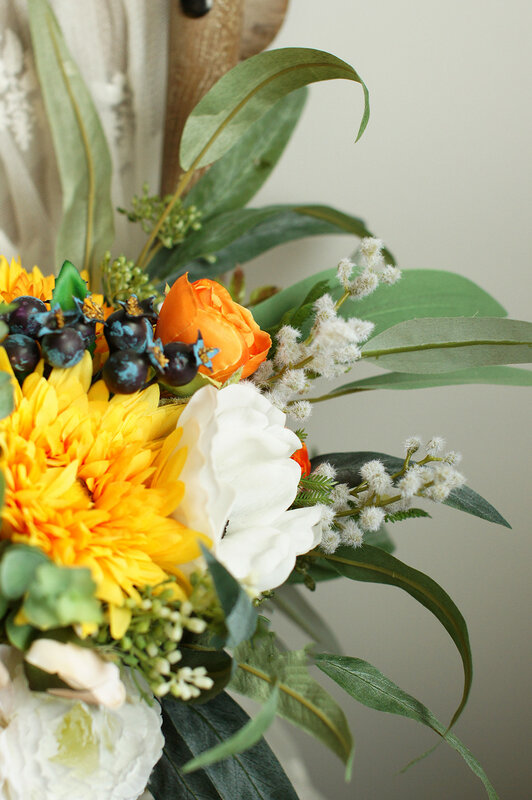SESTHFAR-باقة أزهار التوت الشتوية ، باقة الزفاف ، عباد الشمس البرتقالي والأصفر ، باقة كبيرة للعروس #3