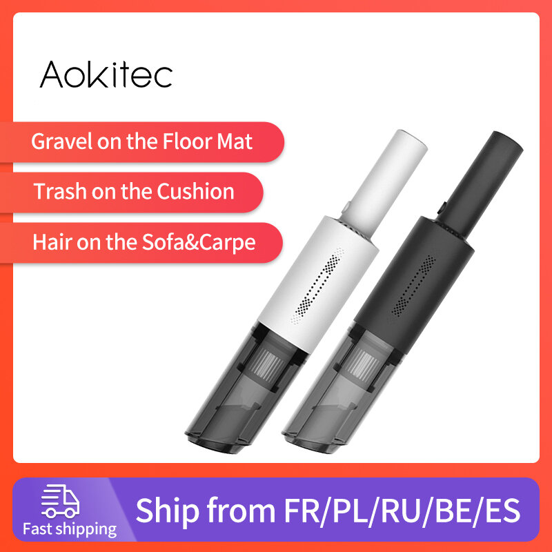 Aokitec سيارة لاسلكية مكنسة كهربائية محمولة مع يد مكنسة كهربائية سيارة المنزلية المزدوجة الاستخدام 6000pa قوية شفط الأنظف