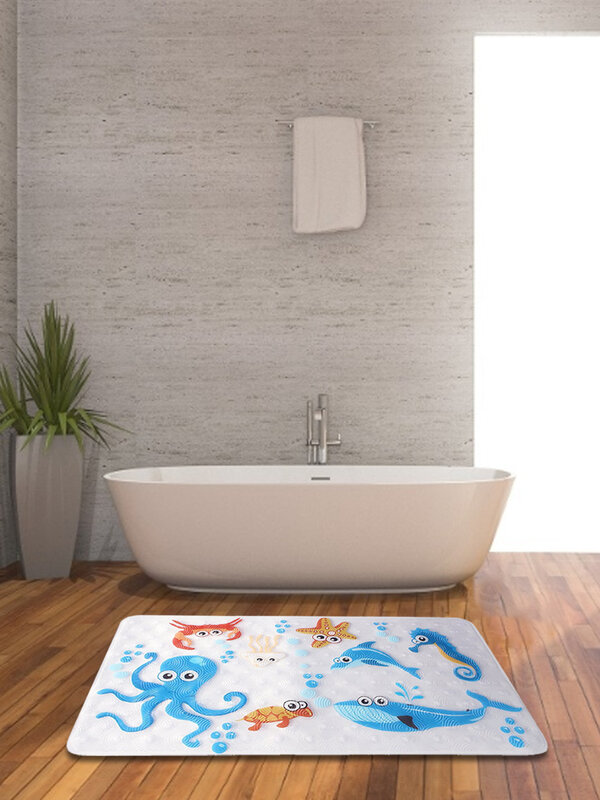 سجادة حمام PVC غير قابلة للانزلاق ، سجادة حمام لطيفة مع وسادة استحمام ، وسادة تدليك ناعمة متعددة الألوان للأطفال