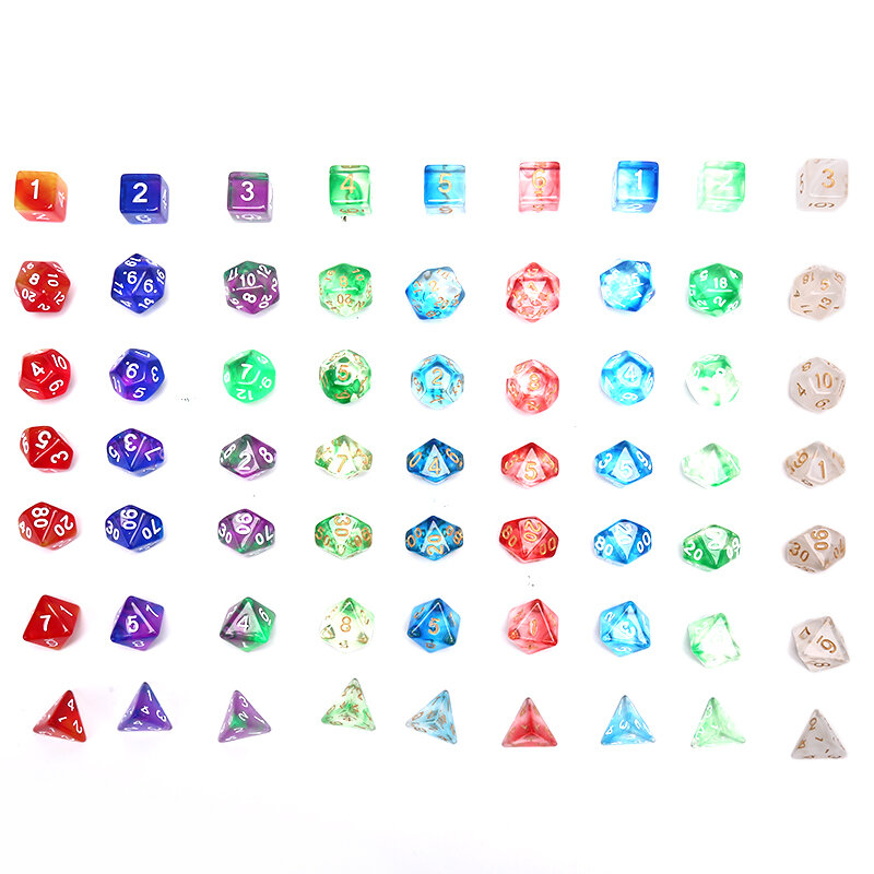 7 قطعة/المجموعة شفاف أكريليك متعدد الألوان 4 ، 6 ، 8 ، 10 ، 12 ، 20 الوجهين النرد TRPG لعبة عشاق اللعب مجموعة نرد
