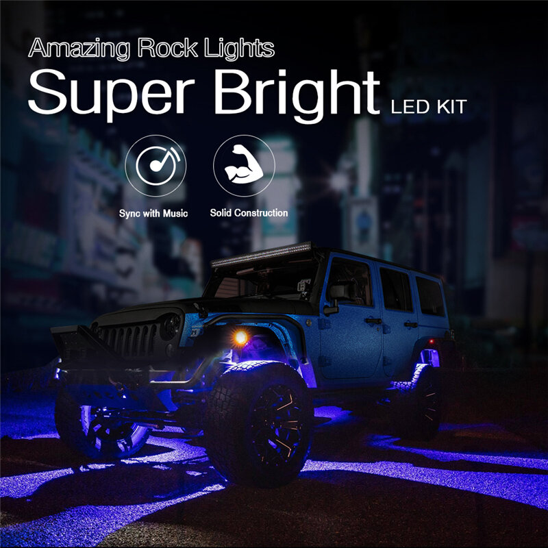 Micضبط سم 8 القرون RGB LED أضواء الصخور اللاسلكية App متعدد الألوان النيون LED مجموعة إضاءة ل جيب شاحنة سيارة ATV SUV مركبة قوارب