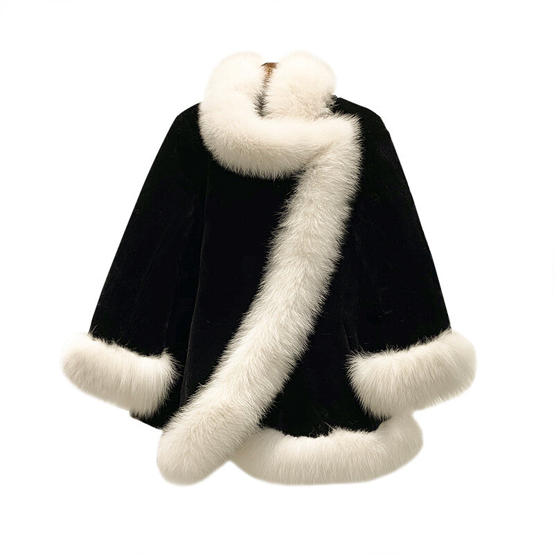 GAMPORL 2021 معطف فرو منك طبيعي المرأة معطف الشتاء موضة فو الفراء معطف الإناث جودة عالية مع الأبيض الثعلب الفراء طوق
