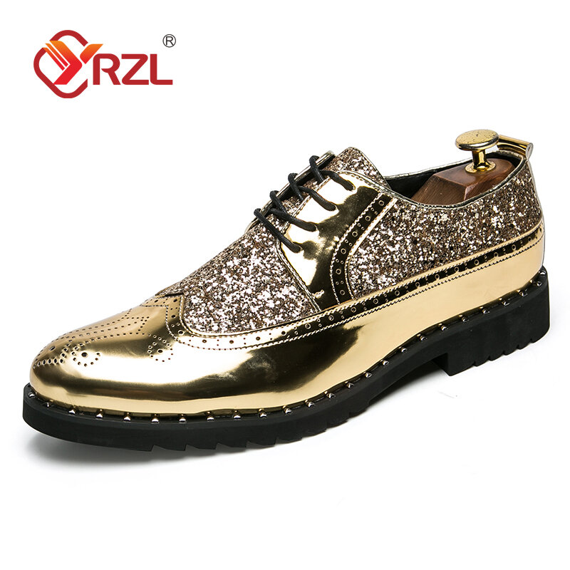 YRZL السببية أحذية من الجلد الرجال 2022 الربيع الدانتيل متابعة الرسمي المتسكعون الرجال عالية الجودة الأخفاف أسود/الذهب أحذية قيادة للرجال