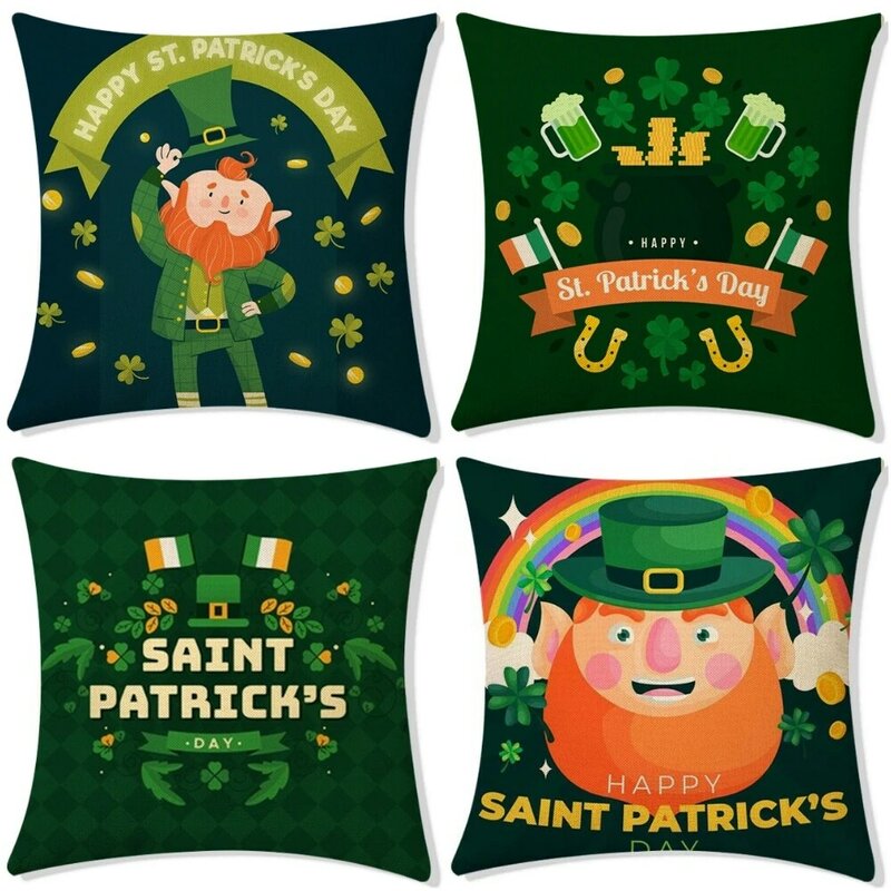 سعيد سانت باتريك يوم زينة الأخضر المخدة ل عيد القديس باتريك حفلة Irish محظوظ البرسيم غطاء الوسادة