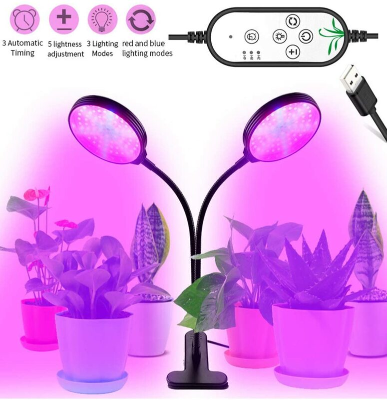 POLKE LED تنمو ضوء USB فيتو مصباح الطيف الكامل Fitolamp مع التحكم 5 يعتم مستوى 4/8/12H الموقت للنباتات الشتلات زهرة