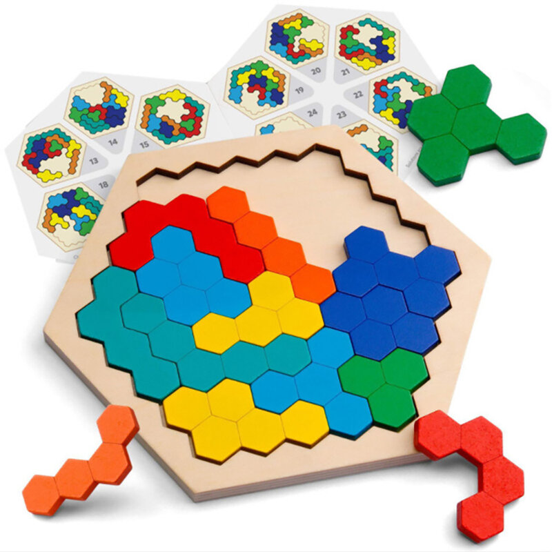 الأطفال خشبية تانجرام شكل هندسي بانوراما لعبة ملونة ثلاثية الأبعاد لغز مونتيسوري التعلم المبكر ألعاب تعليمية للأطفال #1