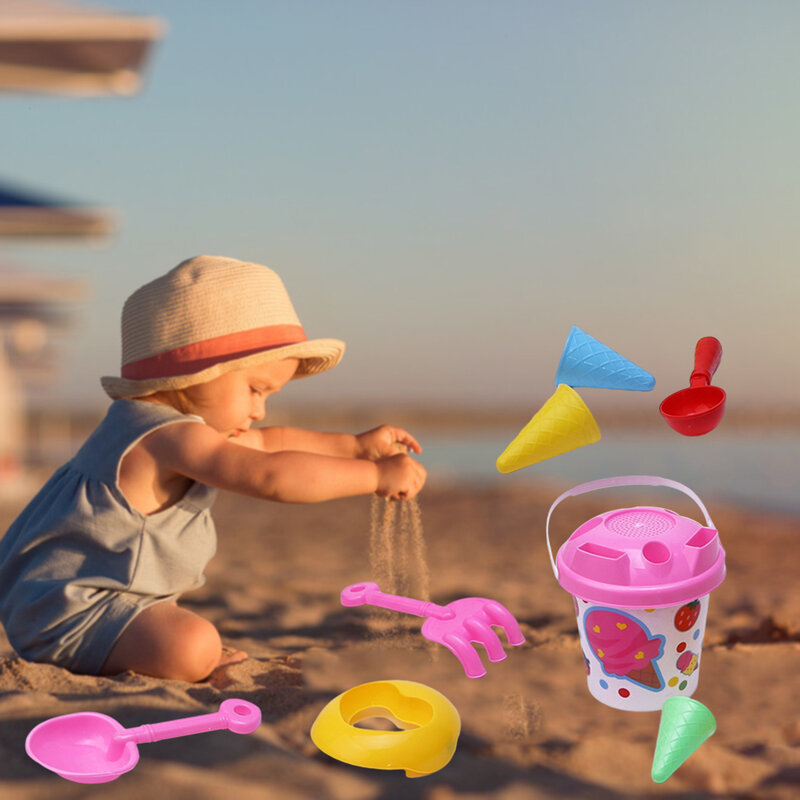 8 قطعة في الهواء الطلق ألعاب للشاطئ الرمال رمل اللعب الآيس كريم قوالب دلو سطل